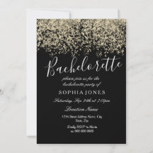 Bachelorette Party Guld Glitter Confetti Inbjudan