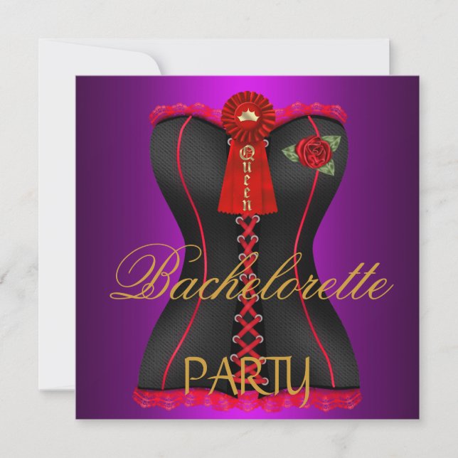 Bachelorette Party Guld Magenta Black Corset Inbjudningar (Framsida)