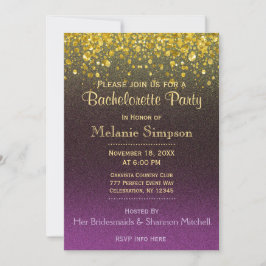 Bachelorette Party | Guld och Lila Inbjudningar
