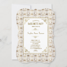 Bachelorette Party | Guld White 1920s Art Deco Inbjudningar