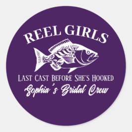 Bachelorette Party Hawaiian Fisherman Stil Lila Runt Klistermärke