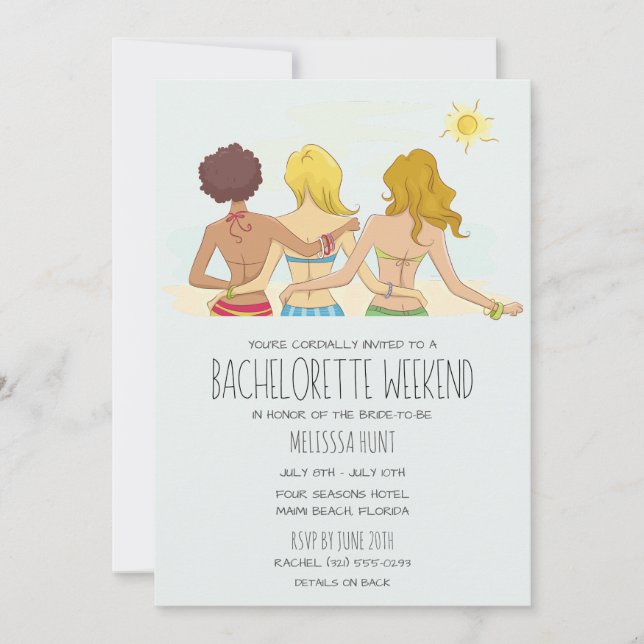 Bachelorette Party Helg Beach Getaway Inbjudningar (Framsida)