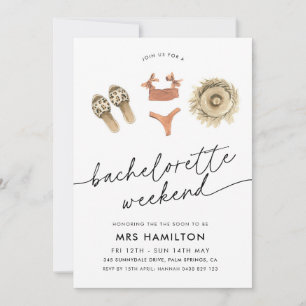 Bachelorette Party Helg Beach Summer Itinerary Inbjudningar