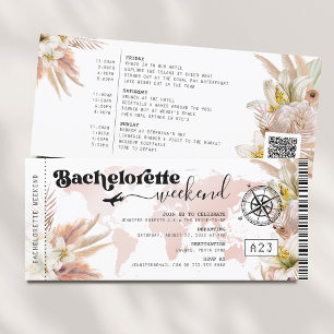 Bachelorette Party Helg Boarding Pass Inbjudningar