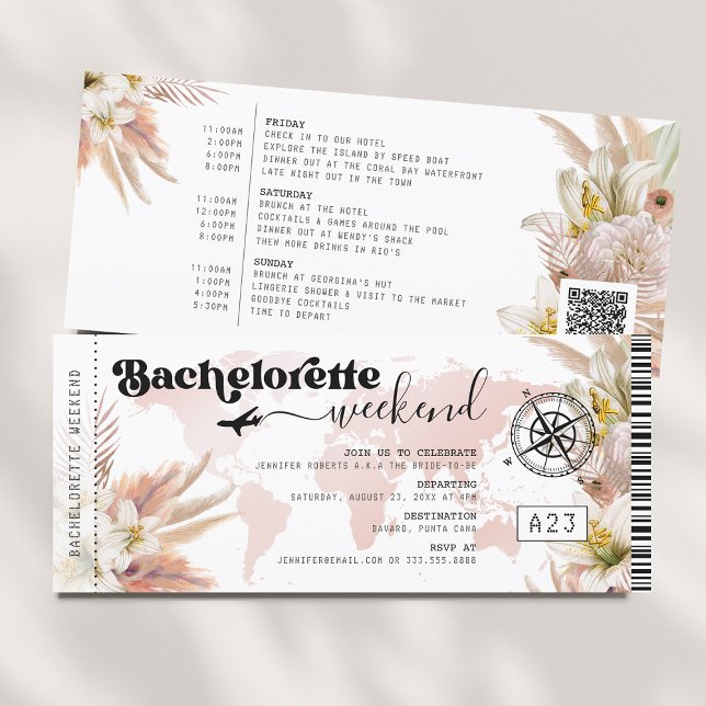 Bachelorette Party Helg Boarding Pass Inbjudningar (Skapare uppladdad)