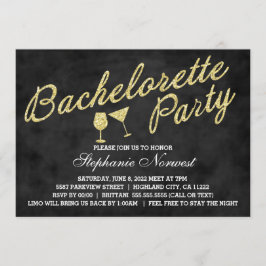 Bachelorette Party Inbjudan Guld Glitter
