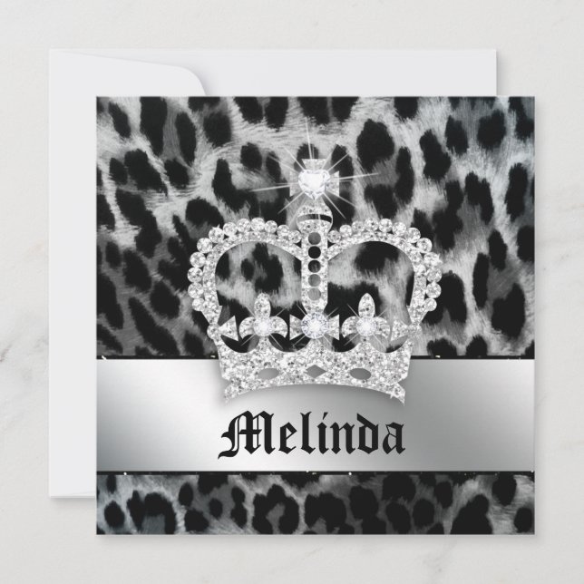 Bachelorette Party Inbjudan Leopard Black Krona (Framsida)