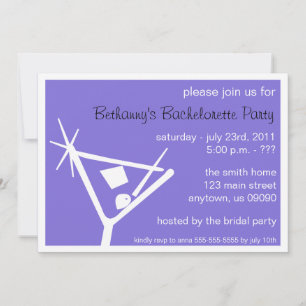 Bachelorette Party Inbjudan Martini Glass Med Lila