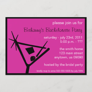 Bachelorette Party Inbjudan Martini Glass Raspberr