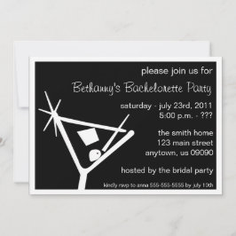 Bachelorette Party Inbjudan Martini Glass (Svart)