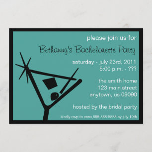 Bachelorette Party Inbjudan Martini Glass (Teal)