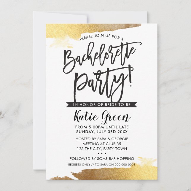 BACHELORETTE PARTY INBJUDAN modern luxe giltighet  (Framsida)