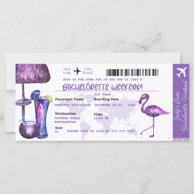 Bachelorette Party | Inbjudan till tropiska partie (Framsida)