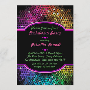 Bachelorette Party-inbjudan, trendig, chic, Disco Inbjudningar