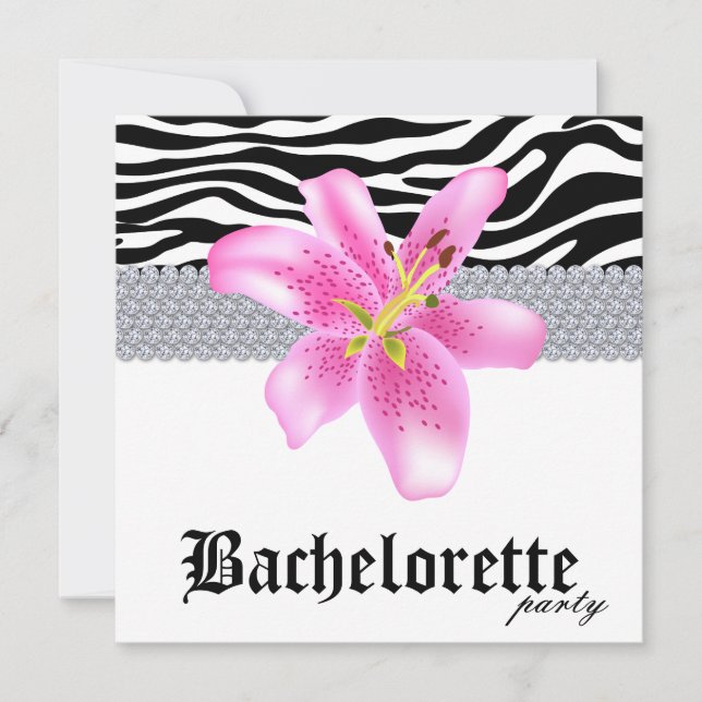 Bachelorette Party Inbjudan Zebra Lily Flower (Framsida)