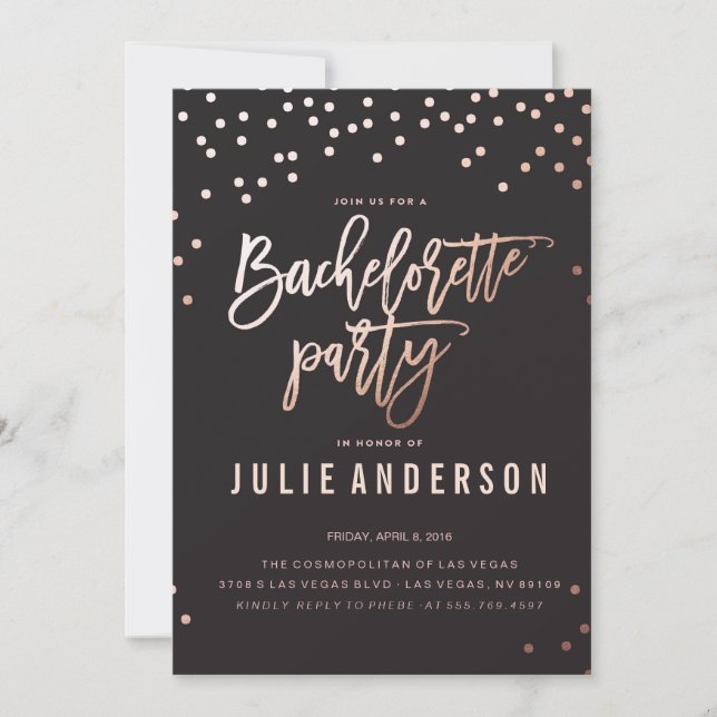 BACHELORETTE Party ITINERARY // BLACK bjudan Inbjudningar (Framsida)