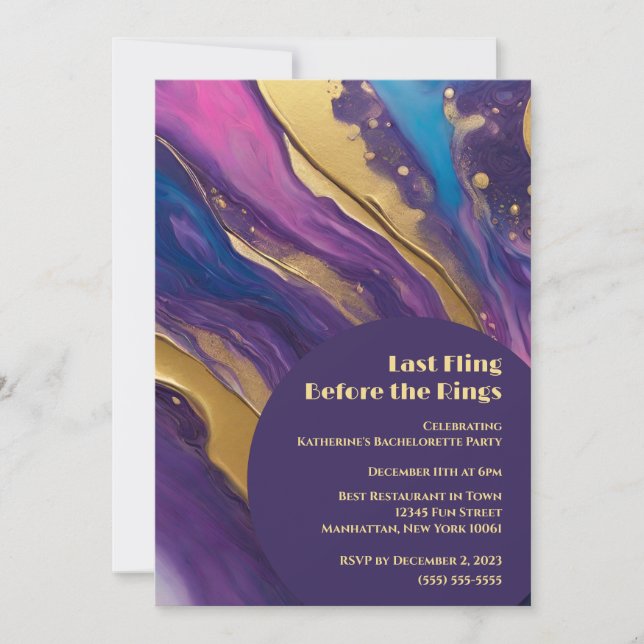 Bachelorette Party-Last Fling before Ringar- Inbjudningar (Framsida)