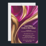 Bachelorette Party-Last Fling before Ringar- Inbjudningar<br><div class="desc">Bläddra på din "Last Fling before the Ringar" med den här inbjudan till anpassadet som innehåller en levande Modern FlowArt-design i Fuchsia, Lila och Guld. Denna meriserande blandning av färg sätter perfekten för firande. Välj hur lätt det är att ladda ned digitalt för hasselfri text inbjudan och börja bygga förväntan...</div>