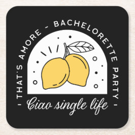 Bachelorette Party lemon Frukttema Black gult Underlägg Papper Kvadrat