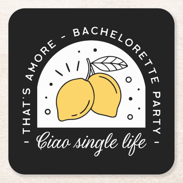 Bachelorette Party lemon Frukttema Black gult Underlägg Papper Kvadrat (Framsidan)