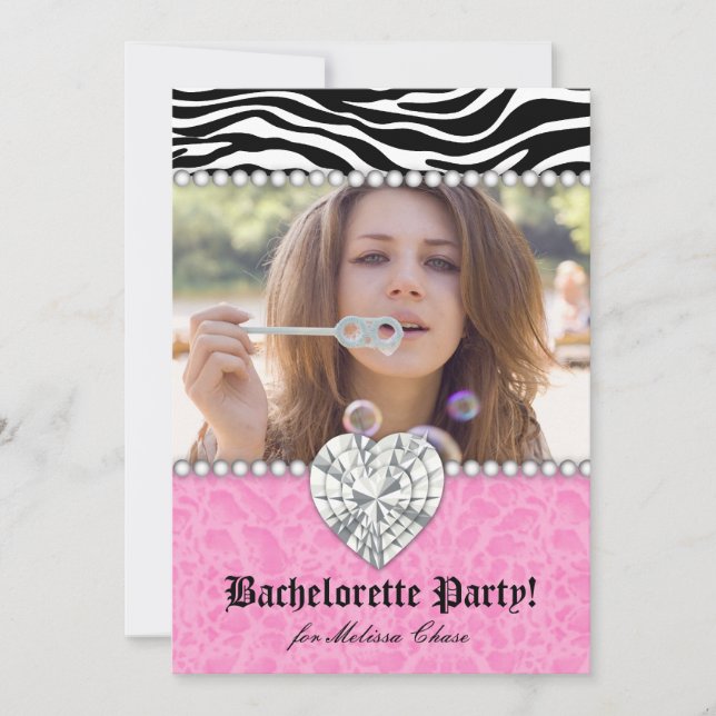 Bachelorette Party leopard Pearls Snöre Heart Rosa Inbjudningar (Framsida)
