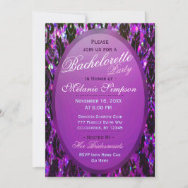 Bachelorette Party | Lila Damask Glitter Inbjudningar