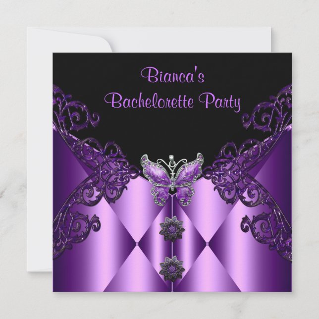 Bachelorette Party Lila Lilac Butterfly Jewel Inbjudningar (Framsida)