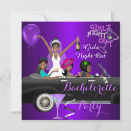 Bachelorette Party Lila Roligt Limo Car Cocktail 3 Inbjudningar