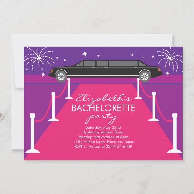 Bachelorette Party Limousine-inbjudningar Inbjudningar (Framsida)