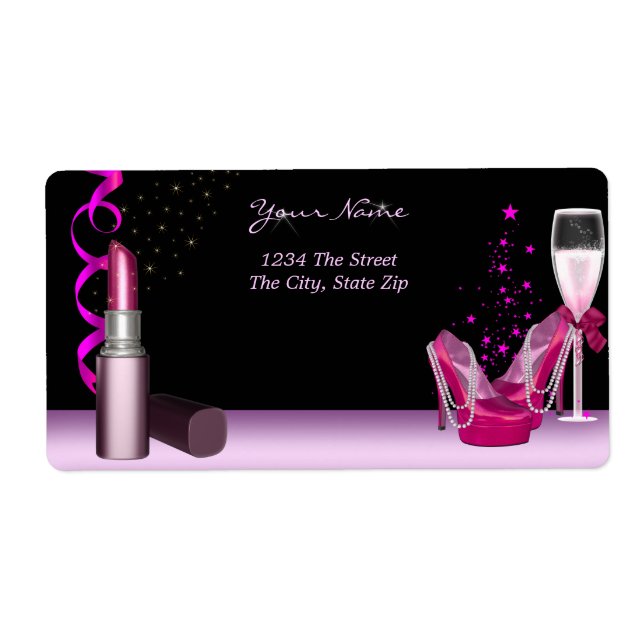 Bachelorette Party Lipstick Rosa Shoes Champagne Fraktsedel (Framsidan)