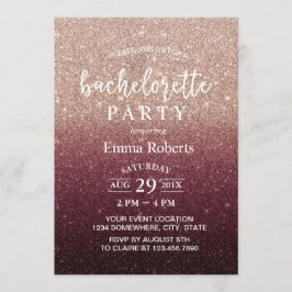 Bachelorette party moderna Burgundy rosa guld- Inbjudningar