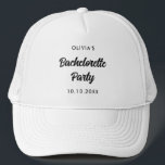 Bachelorette Party Möhippa Bride Squad Namn Keps<br><div class="desc">En enkel, minimalistisk svartvit design för ett parti eller en möhippa med bachelorette. Anteckningstexten är anpassade och kan ändras till en egen fras. Du kan ändra teckensnitt, teckensnitt färg, storlekt teckensnitt, avstånd för brev, färg i bakgrunden och flytta texten med Verktyg i Design. Du kan ta bort den information du...</div>