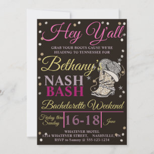 Bachelorette Party Nash Bash Anpassningsbar Inbjudningar
