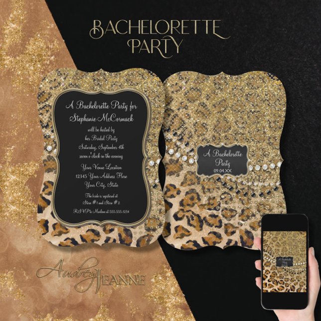 Bachelorette Party Natural Guld Leopard Mönster Inbjudningar (Skapare uppladdad)