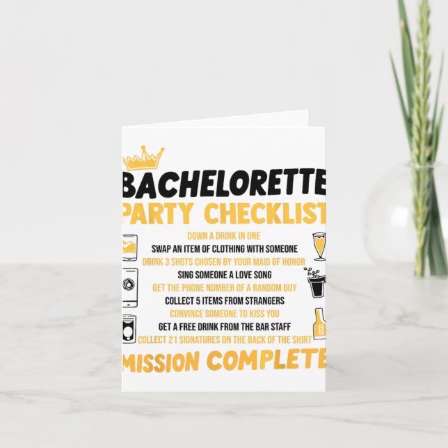 Bachelorette Party Naughty Games Checklist Bride B Kort (Framsida)