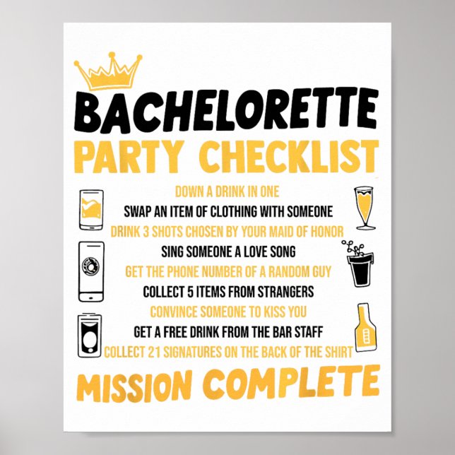 Bachelorette Party Naughty Games Checklist Bride B Poster (Framsidan)