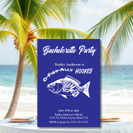 Bachelorette Party ’O-fish-ally Hooking’ Blue Inbjudningar