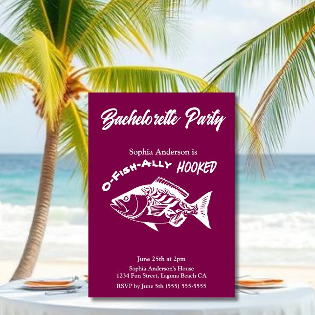 Bachelorette Party ’O-fish-ally Hooking’ Inbjudningar (Bachelorette Party O-fish-ally Hooked Fisherman Core Hawaiian Fish islander Bachelorette Invitations)