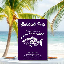 Bachelorette Party "O-fish-ally Hooking" Lila Inbjudningar