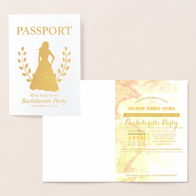 Bachelorette Party-pass guld foil Folierat Kort (Display)