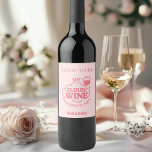 Bachelorette party pink on cloud wine bride  vinflaska etikett<br><div class="desc">Text: On cloud WINE.  A pink cloud an wine glass.  Personalize and add the name of the bride to be. Pink background.</div>