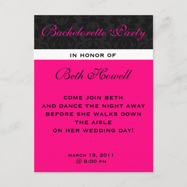Bachelorette Party Postcard inbjudan Vykort (Framsida)