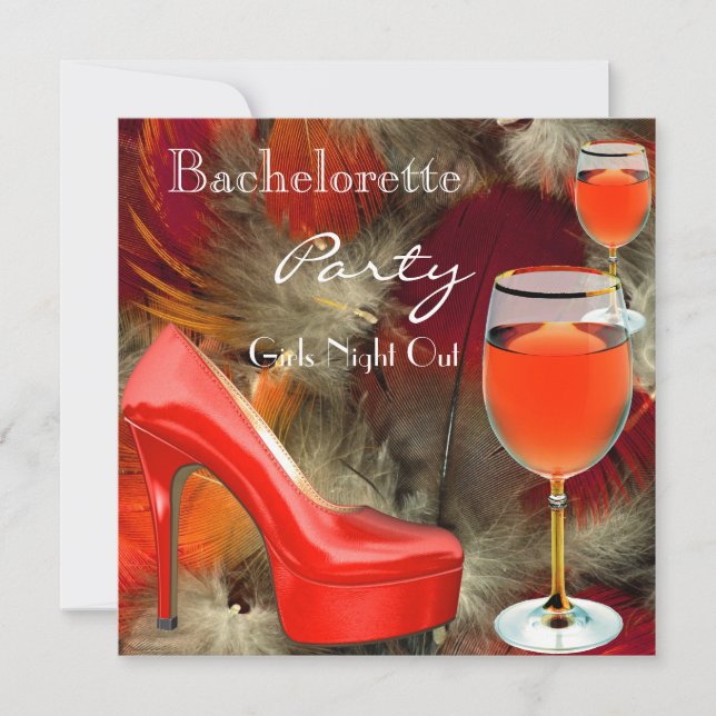 Bachelorette Party Red Shoes Hi Heels Vin Glass Inbjudningar (Framsida)
