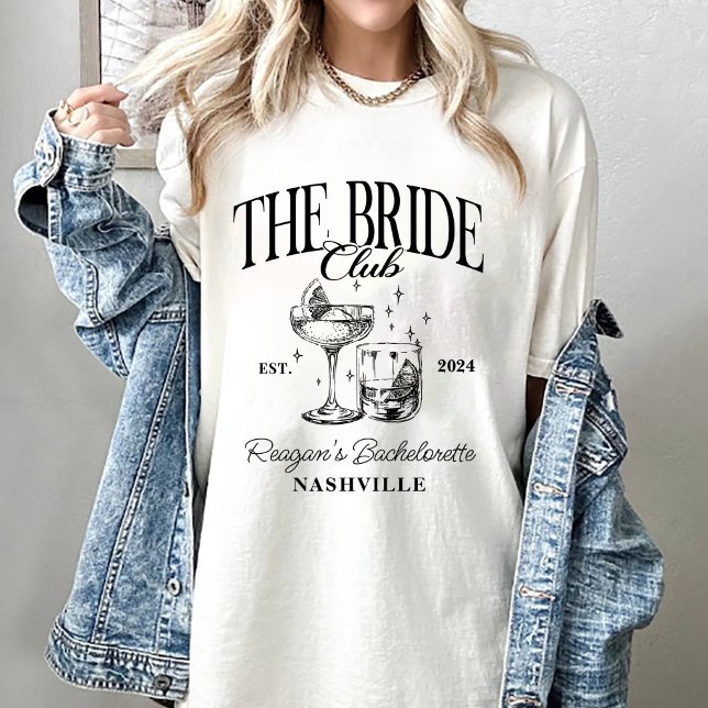 Bachelorette Party Retro Cocktail Black Bride T Shirt (Skapare uppladdad)