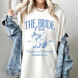 Bachelorette Party Retro Cocktail Blue Bride T Shirt