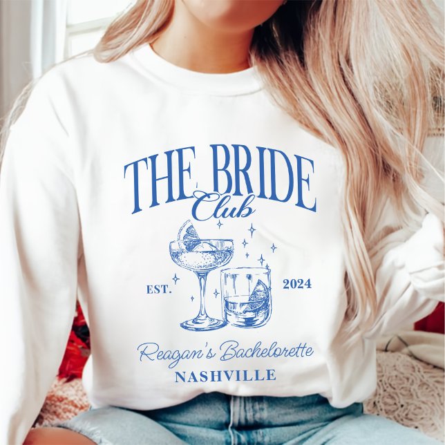 Bachelorette Party Retro Cocktail Blue Bride T Shirt (Skapare uppladdad)