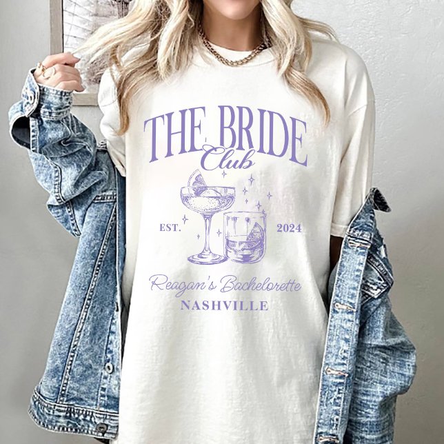 Bachelorette Party Retro Cocktail Lila Bride T Shirt (Skapare uppladdad)