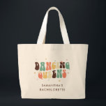 Bachelorette Party Retro Dancing Queens Anpassning Jumbo Tygkasse<br><div class="desc">Anpassningsbar Bachelorette Party Retro Dancing Queens till väskan som du kan anpassa med bridens namn. Perfektens matchande party-reflexdesign till påse</div>