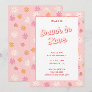 Bachelorette Party Retro Rosa Daisy Drunk i Kärlek Inbjudningar