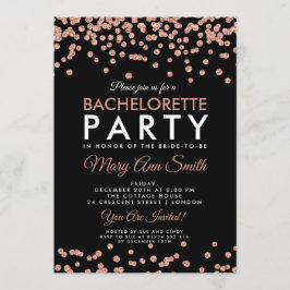 Bachelorette Party Ro Guld Glitter Confetti Blac Inbjudningar